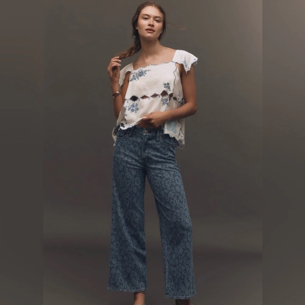 Good American Good Waist Palazzo High-Rise Crop Jeans size 4 - Picture 3 of 8